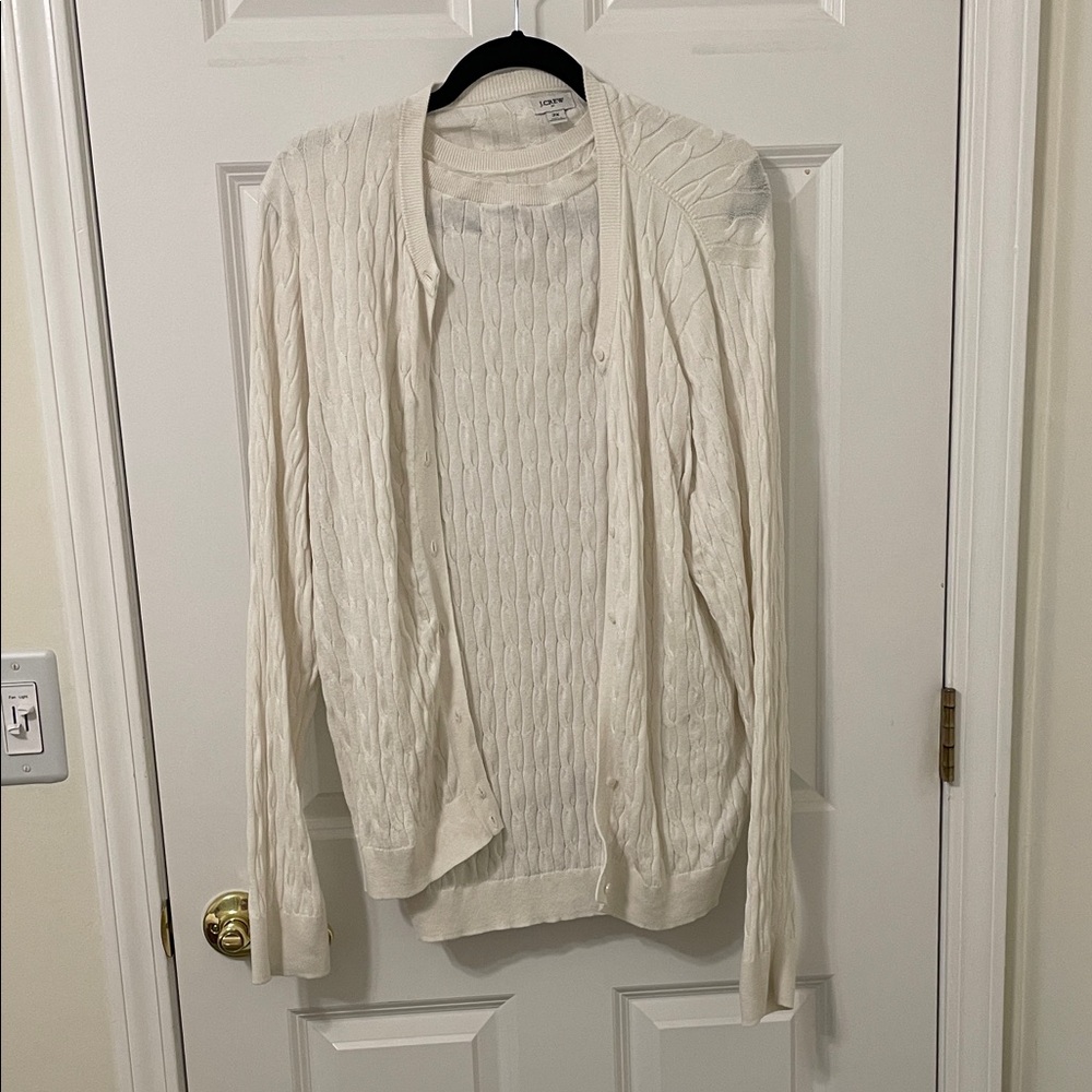 J. Crew Cream Cable Knit Cardigan